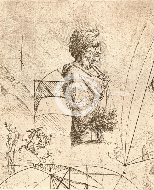 Drawing of a bust and minor sketches, c1472-c1519 (1883). Artist: Leonardo da Vinci.