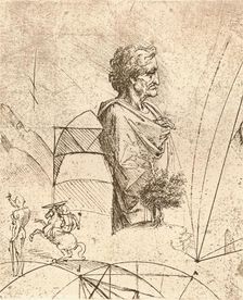 Drawing of a bust and minor sketches, c1472-c1519 (1883). Artist: Leonardo da Vinci