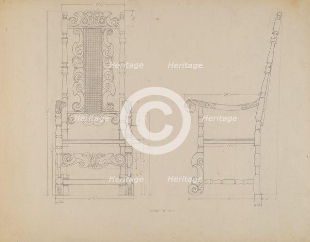 Drawing of a Chair, 1935/1942. Creator: Unknown.