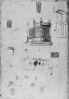 Drawing of a Decorative Screen and Other Sketches c1480 (1945). Artist: Leonardo da Vinci