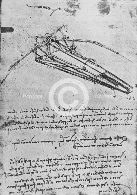 'Drawing of a Flying Machine', c1480 (1945). Artist: Leonardo da Vinci.