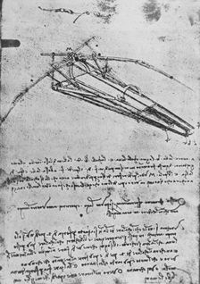 Drawing of a Flying Machine c1480 (1945). Artist: Leonardo da Vinci