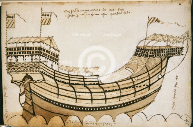 Drawing of a ship, c1447-1449.  Creator: Unknown.