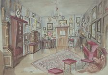 Drawing of an Interior: Atelier, 1857. Creator: Anon