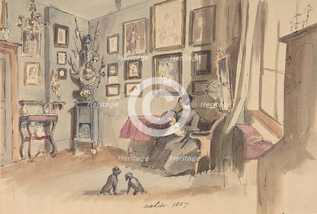 Drawing of an Interior: Atelier, 1857. Creator: Anon.