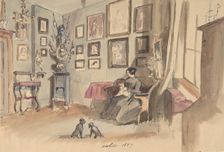 Drawing of an Interior: Atelier, 1857. Creator: Anon