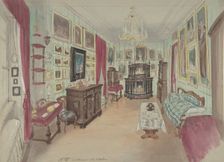 Drawing of an Interior: Cabinet du Salon, 1855. Creator: Anon