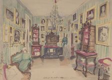 Drawing of an Interior: Cabinet du Salon, 1857. Creator: Anon