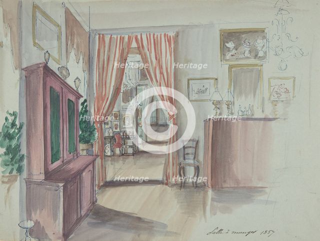 Drawing of an Interior: Salle à manger, 1857. Creator: Anon.
