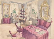 Drawing of an Interior: Salon, 1857. Creator: Anon