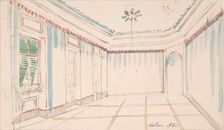 Drawing of an Interior: Salon, 1850. Creator: Anon