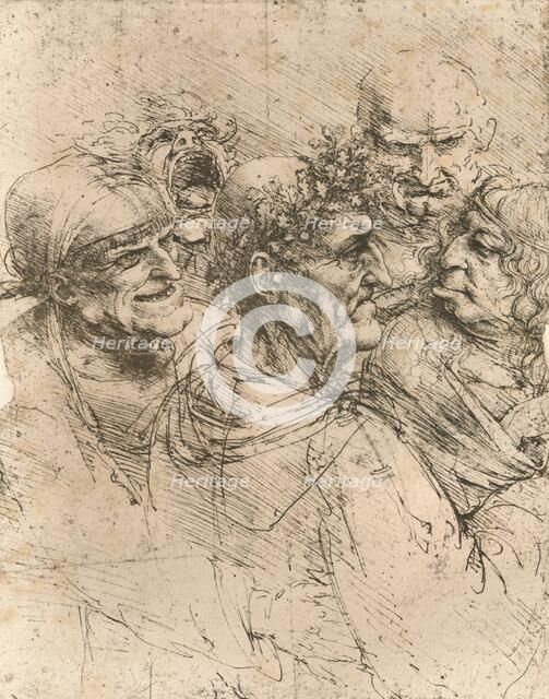 Drawing of caricatures, c1472-c1519 (1883). Artist: Leonardo da Vinci.