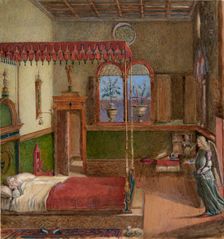 Drawing of Carpaccio's Dream of Saint Ursula, 1876. Artist: John Ruskin