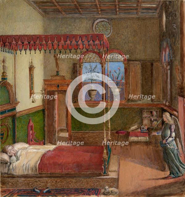 Drawing of Carpaccio's Dream of Saint Ursula, 1876. Artist: John Ruskin.