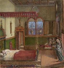 Drawing of Carpaccio's Dream of Saint Ursula, 1876. Artist: John Ruskin