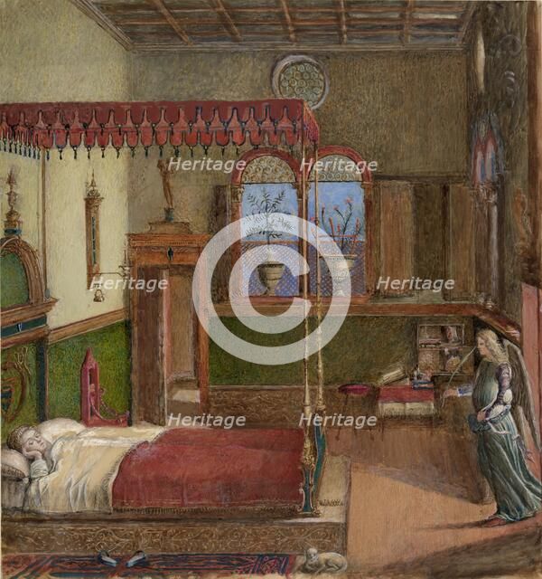 Drawing of Carpaccio's Dream of Saint Ursula, 1876. Artist: John Ruskin.