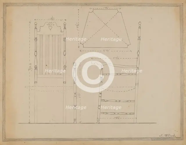 Drawing of Chair, 1935/1942. Creator: Nicholas Gorid.