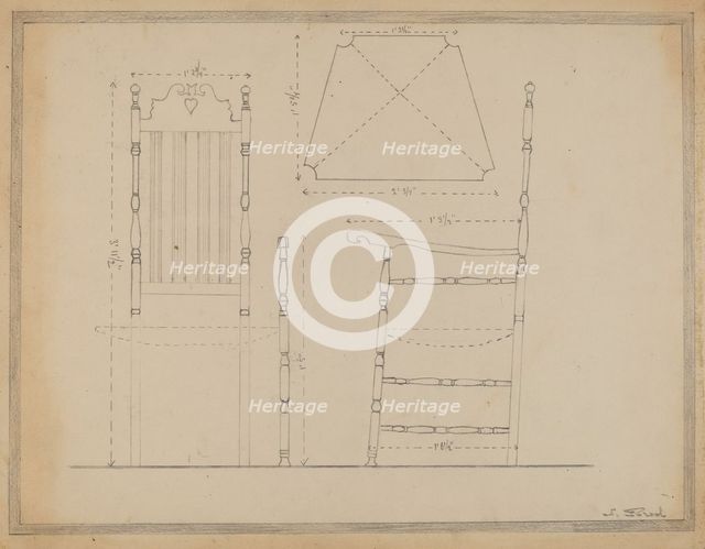 Drawing of Chair, 1935/1942. Creator: Nicholas Gorid.