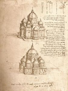 Drawing of churches, c1472-c1519 (1883). Artist: Leonardo da Vinci
