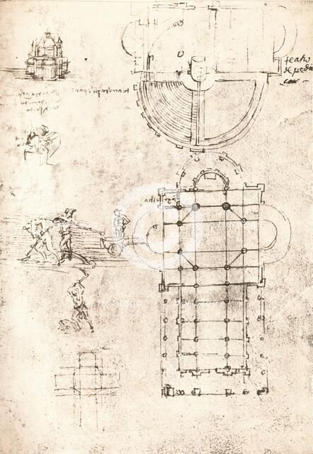 Drawing of churches, c1472-c1519 (1883). Artist: Leonardo da Vinci.