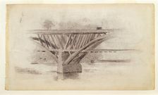 Drawing Of Girard Avenue Bridge/Verso Sketch Of An Oar, c. 1871. Creator: Thomas Eakins