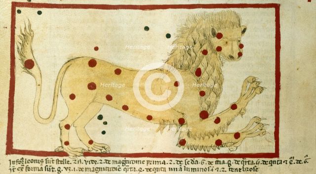 Drawing of Leo, the sign of the Zodiac for July, 14th century. Creator: Andolone dal Nero.