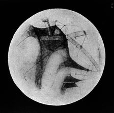 Drawing of Mars showing canals and dark areas, 1896