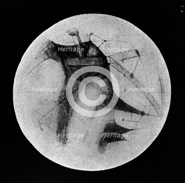 Drawing of Mars showing 'canals' and dark areas, 1896. Artist: Unknown