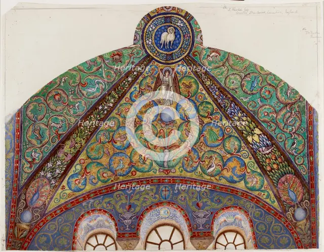 Drawing of Mosaics in the Vault of the Chancel of San Vitale, Ravenna, 1884. Artist: Thomas Matthews Rooke.