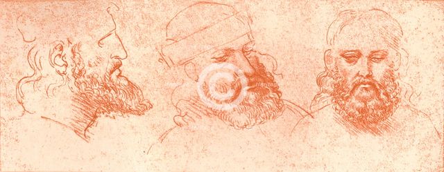 Drawing of oriental heads, in red chalk, c1472-c1519 (1883). Artist: Leonardo da Vinci.