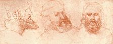 Drawing of oriental heads, in red chalk, c1472-c1519 (1883). Artist: Leonardo da Vinci