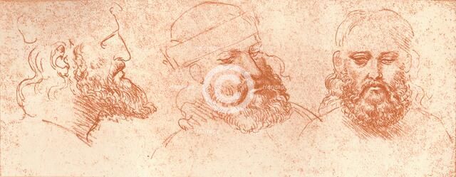 Drawing of oriental heads, in red chalk, c1472-c1519 (1883). Artist: Leonardo da Vinci.