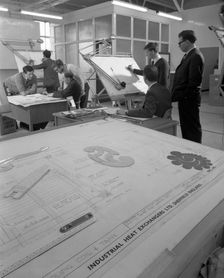 Drawing office scene, Edgar Allen's steel foundry, Sheffield, South Yorkshire, 1964. Creator: Michael Walters