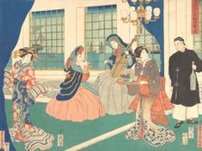 Drawing Room of a Foreign Business Establishment in Yokohama, 9th month, 1861. Creator: Sadahide Utagawa