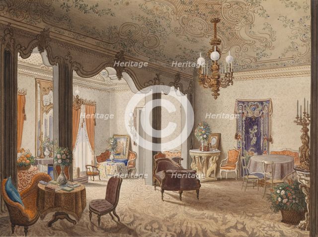 Drawing Room of Empress Alexandra Feodorovna at the Villa Butera near Palermo, 1846.