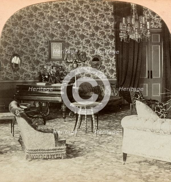 Drawing room of the Presidency, Lord Roberts' headquarters, Bloemfontein, South Africa, 1900.Artist: Keystone View Company