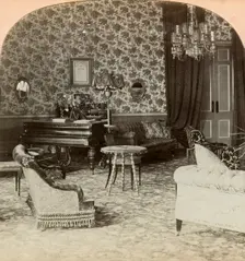 Drawing room of the Presidency, Lord Roberts headquarters, Bloemfontein, South Africa, 1900.Artist: Keystone View Company
