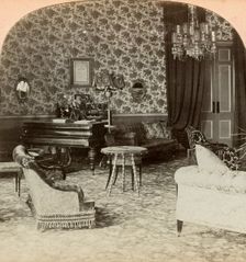 Drawing room of the Presidency, Lord Roberts headquarters, Bloemfontein, South Africa, 1900.Artist: Keystone View Company