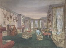 Drawing Room at Mar Lodge, Parish of Craithe and Braemar, Aberdeenshire, ca. 1860. Creator: Anon