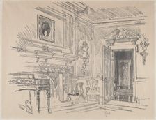 Drawing Room at Cliveden, 1912. Creator: Joseph Pennell