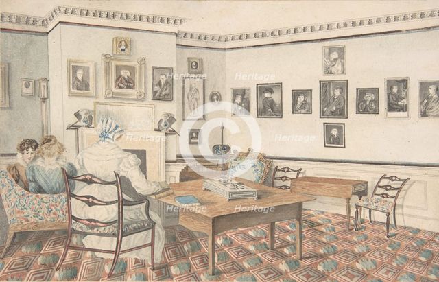 Drawing Room at Hatton, Warwickshire, 1820-30. Creator: Attributed to Granddaughters of Dr. Samuel Parr.