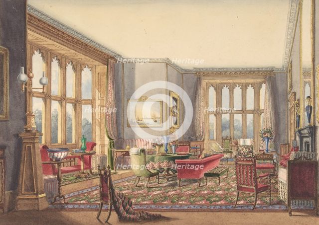 Drawing Room, Guys Cliffe, Warwickshire, 1860. Creator: Anon.