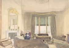 Drawing Room with Seated Woman, 1848. Creator: Anon