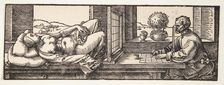 Draughtsman Drawing a Reclining Nude, 1525. Creator: Dürer, Albrecht (1471-1528)