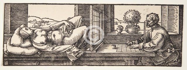 Draughtsman Drawing a Reclining Nude, 1525. Creator: Dürer, Albrecht (1471-1528).