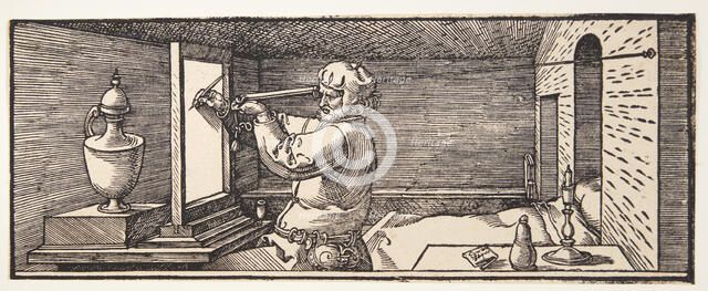 Draughtsman drawing a vase, 1525. Creator: Dürer, Albrecht (1471-1528).