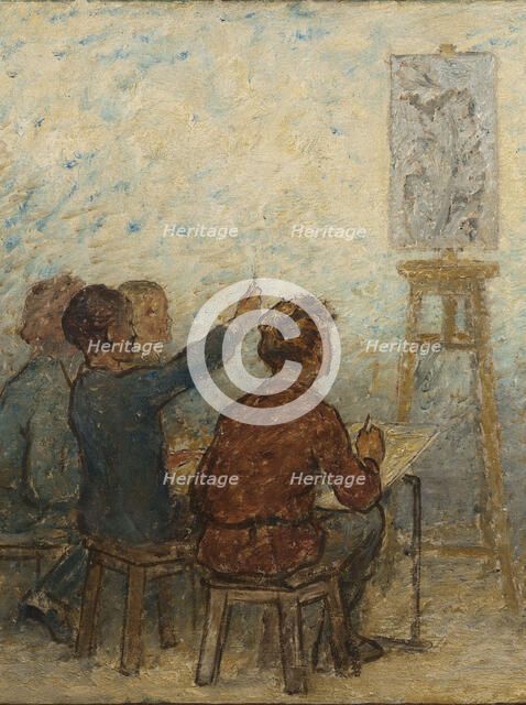 Draw children, to later support the industrial honour of the French Republic: Sketch for..., 1879. Creator: Edmond Eugene Valton.