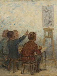 Draw children, to later support the industrial honour of the French Republic: Sketch for..., 1879. Creator: Edmond Eugene Valton