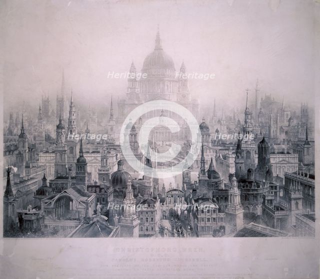 Dream City of Christopher Wren's Buildings, 1842. Artist: William Richardson
