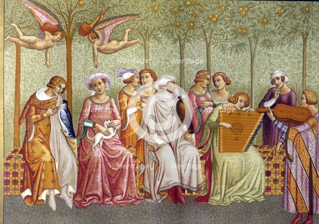 Dream of Life', detail of the mural 'Triumph of Death', painting in the Cloister Cemetery of Pisa…